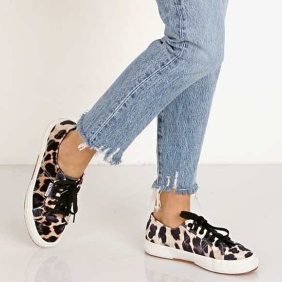 superga leopard velvet sneakers